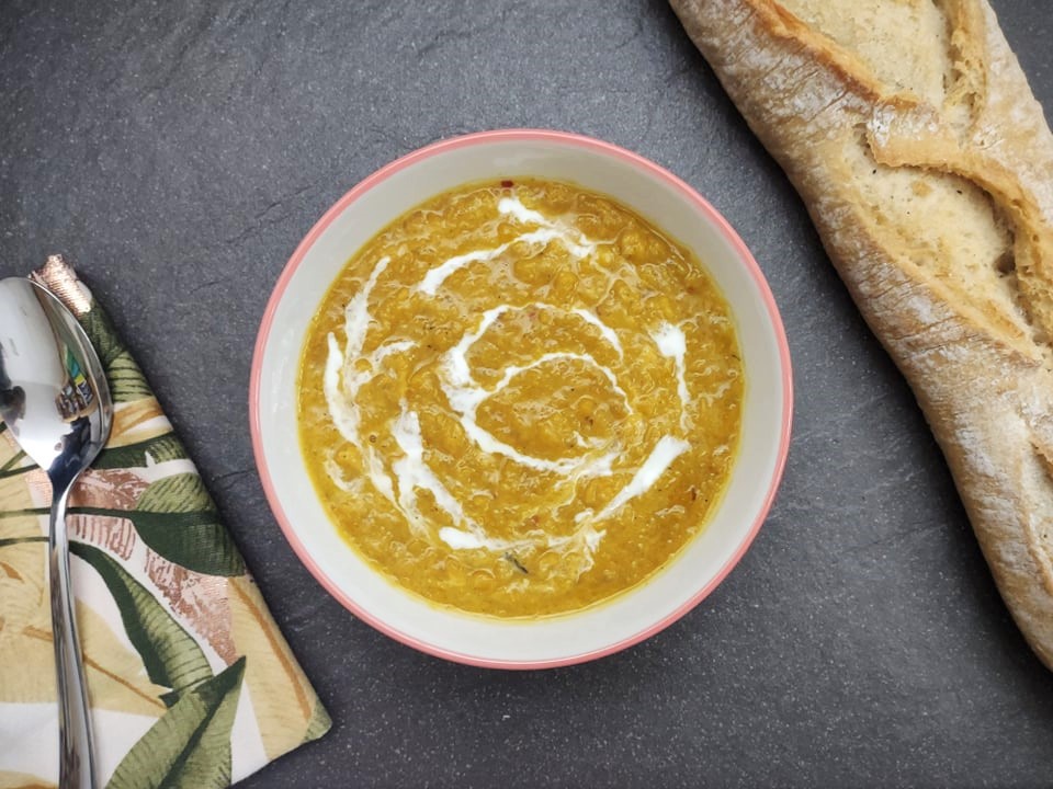 Butternut squash and red lentil soup